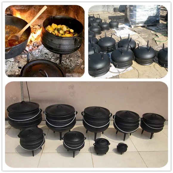 Các cỡ nồi potjiekos ba chân bằng gang khác nhau