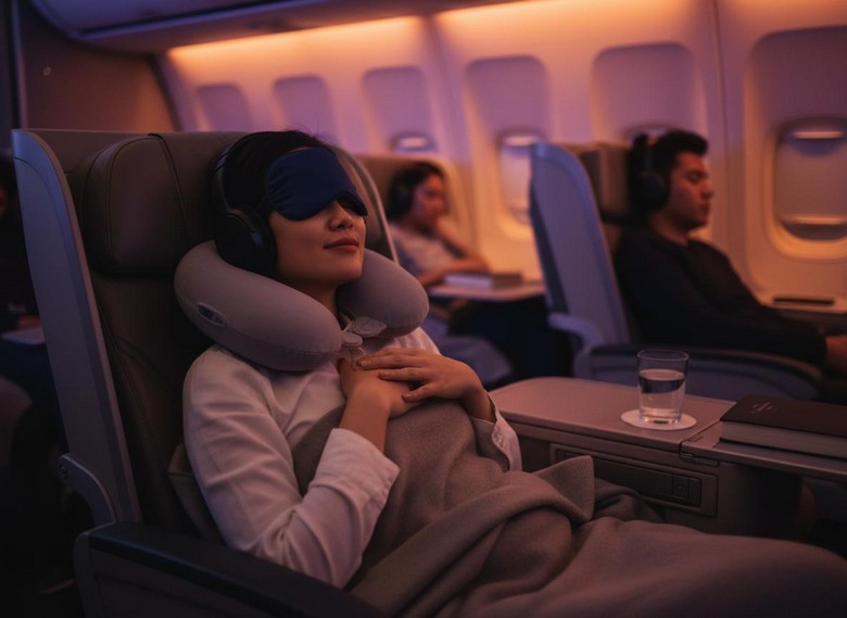 Hành khách ngủ trên máy bay theo giờ điểm đến